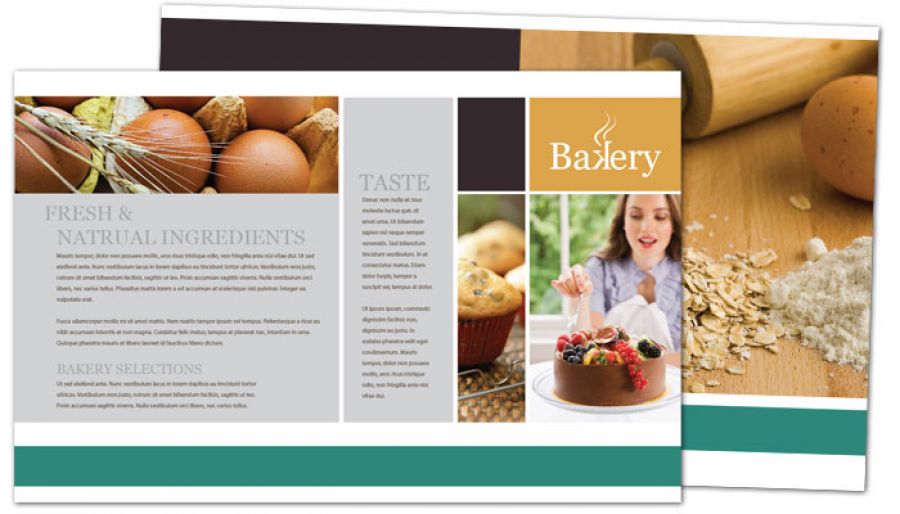 Bakery Pastry Restaurant Half Fold Brochure Design Layout